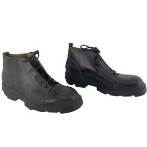 BCBG Brown Leather Lug Sole Boots Men's Size 13 Preowned